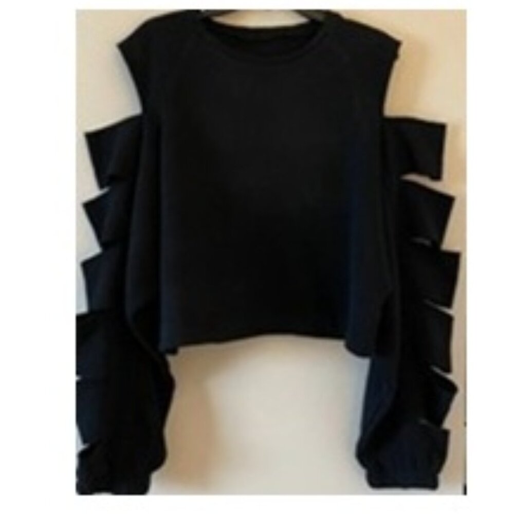 Black Slash Sleeve Sweatshirt